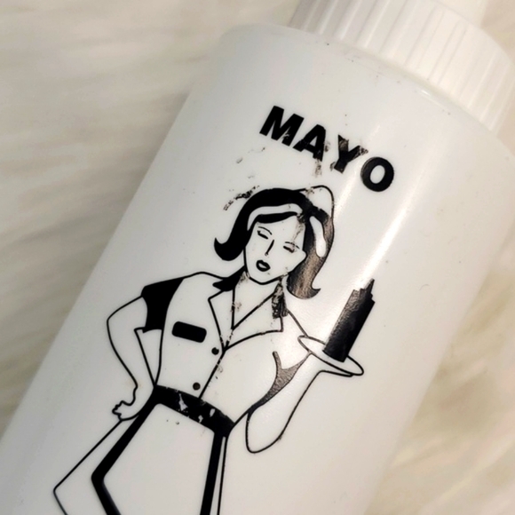 Vintage Retro Pin-up Girl Mayo Dispenser Mayonnaise Plastic Squeeze Bottle White - Picture 7 of 11